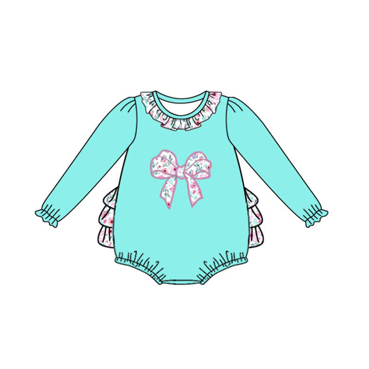 7.17LR2432 Green bow long-sleeved toddler clothes