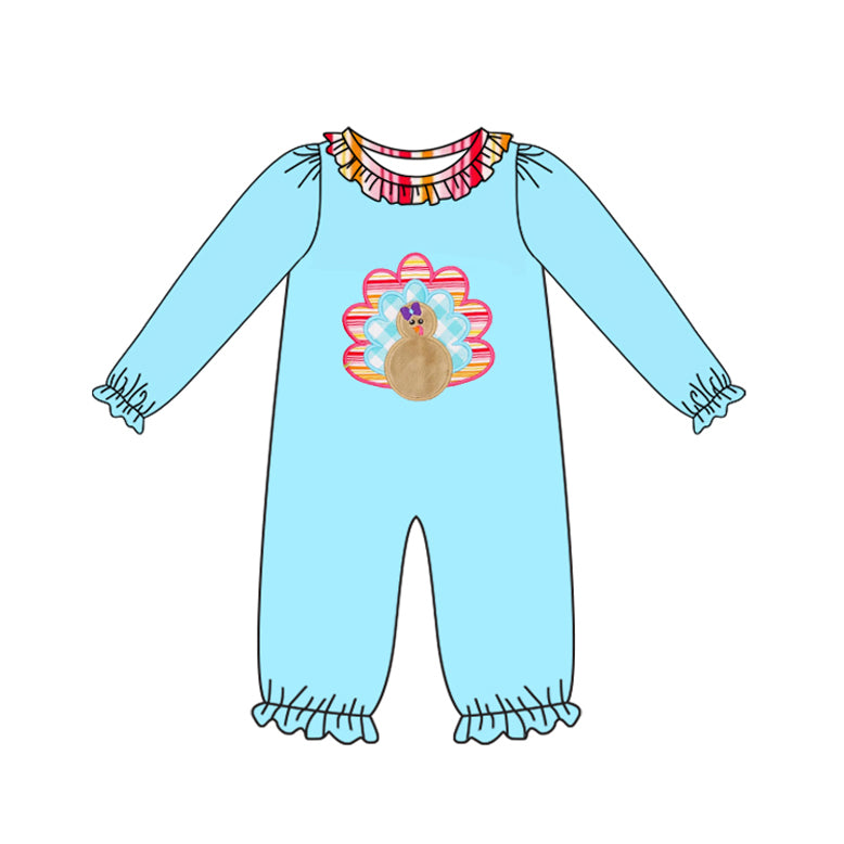 7.29LR2449 Girls Turkey Blue Toddler Clothes
