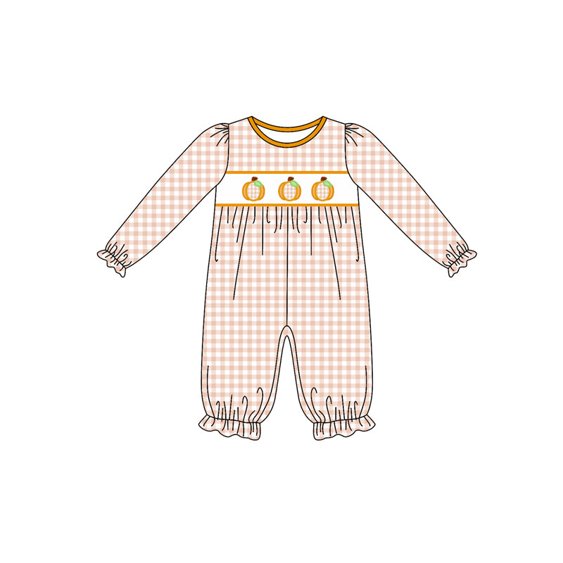 7.26 LR2458 Pumpkin plaid long-sleeved toddler clothes
