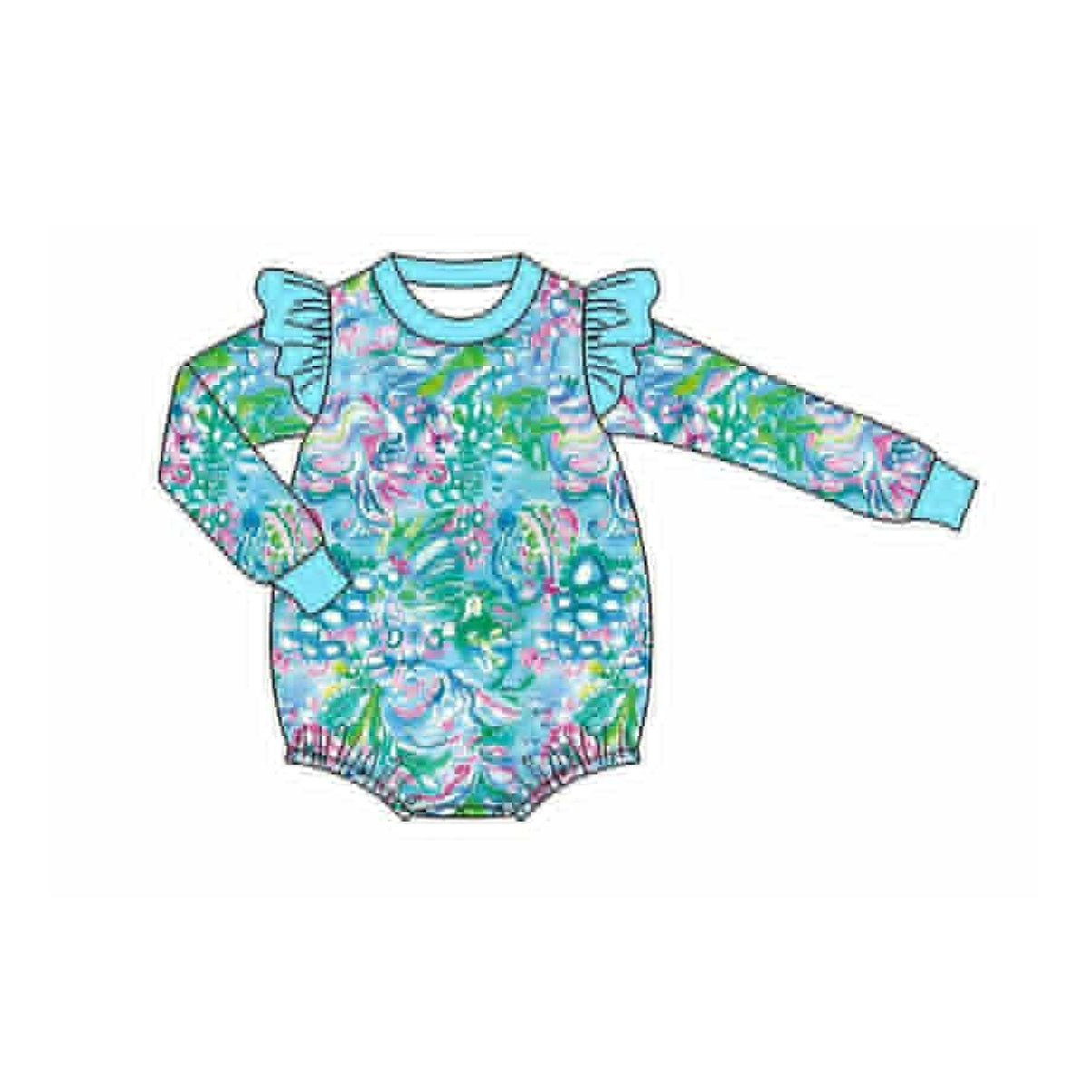 X910 LR2647 Blue Floral Toddler Clothes
