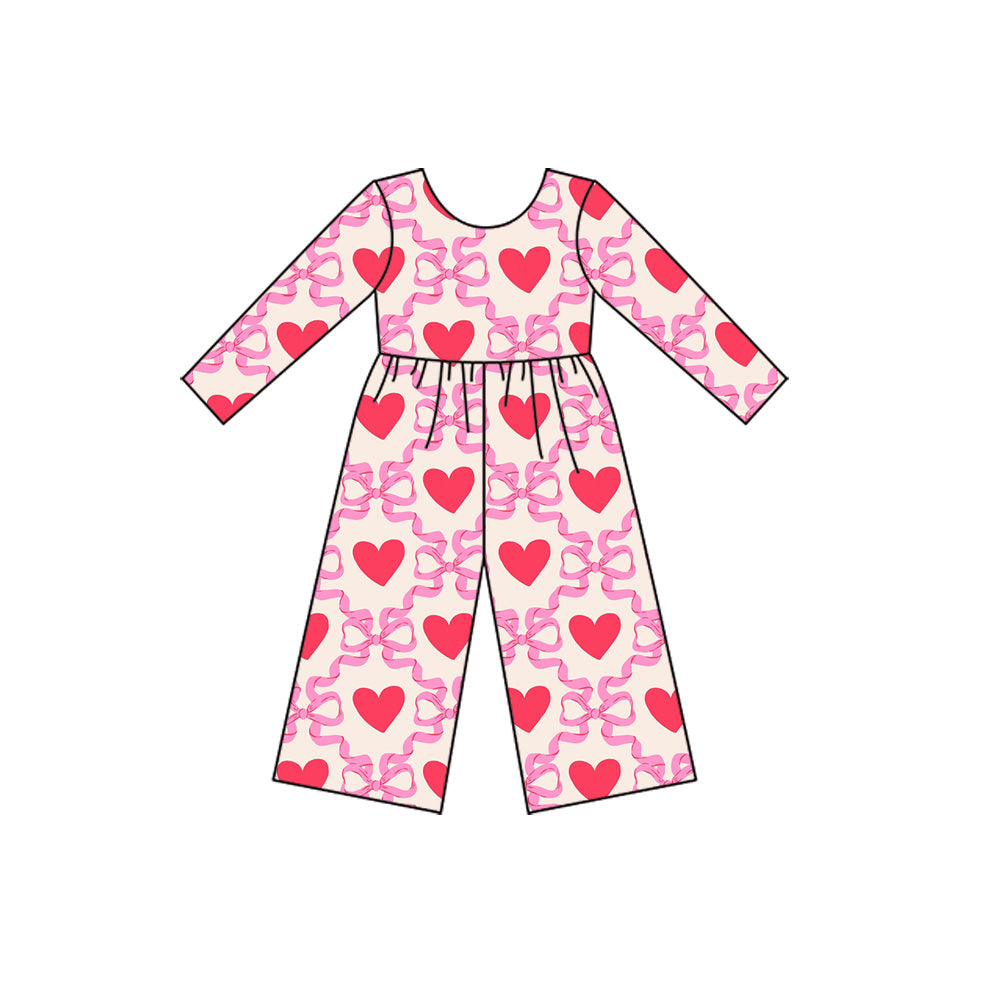 X925LR2710 Bow Heart Long Sleeve Bodysuit