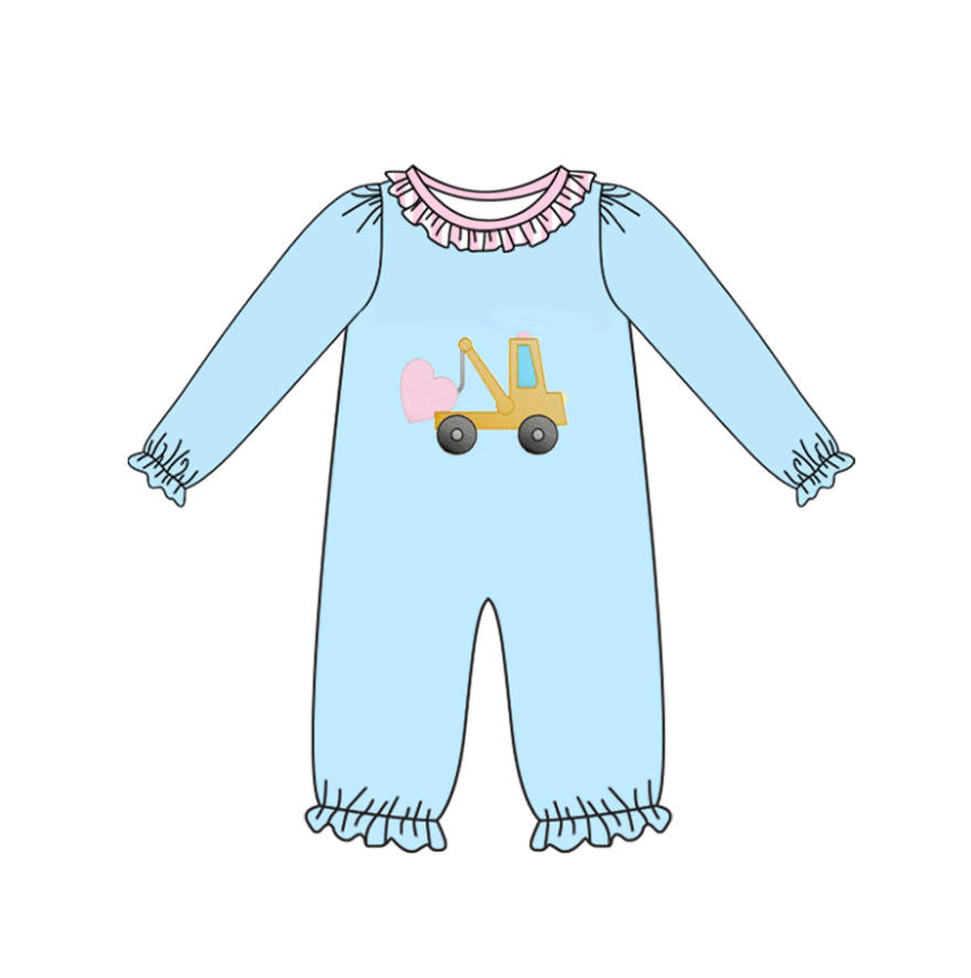 X925 LR2718 Heart Excavator Blue Long-sleeved Toddler Clothes