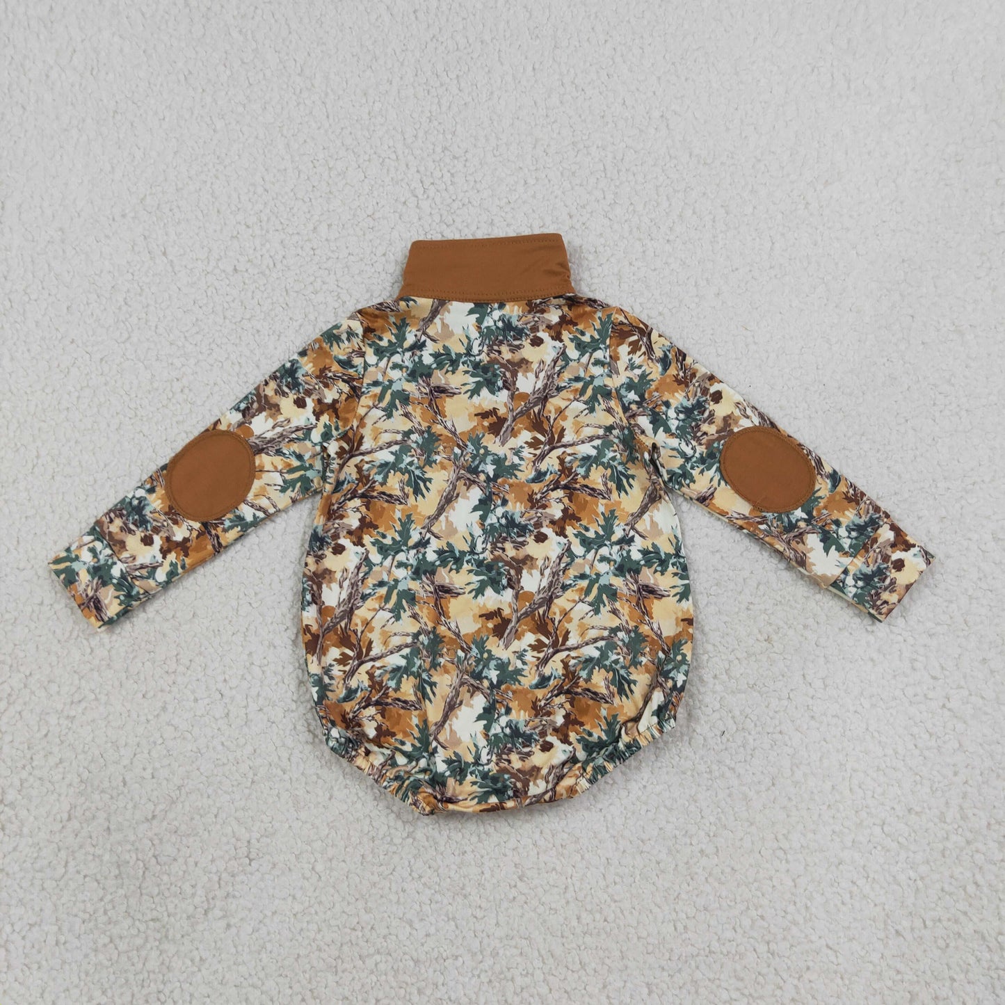 NEW RTS NO MOQ milk silk LR3048 Baby Boys Camo Print Long Sleeve Zipper Romper