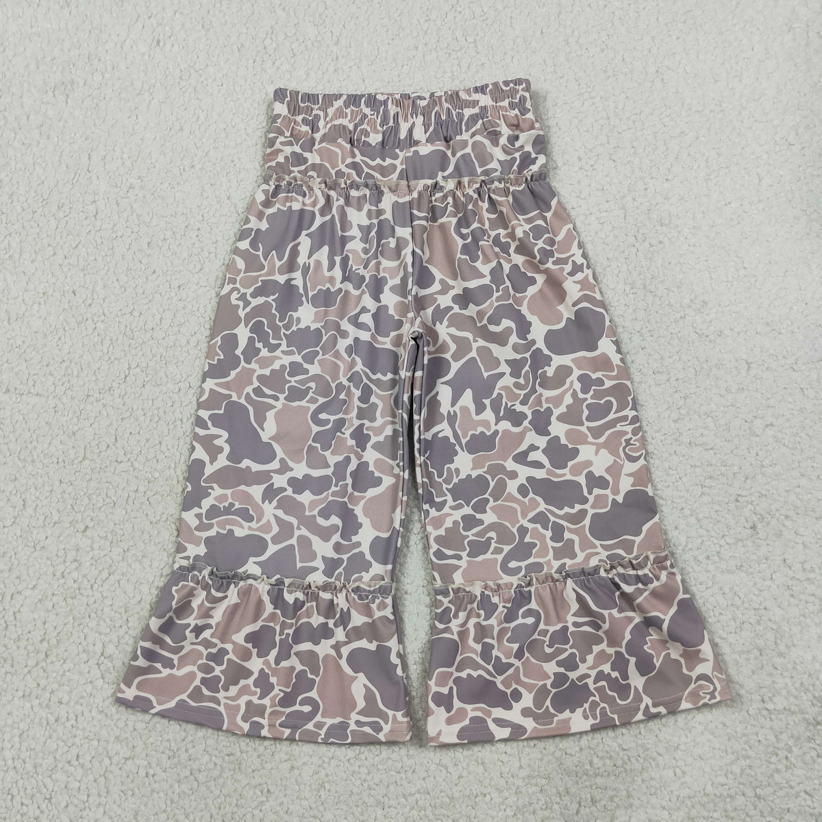 NEW RTS NO MOQ yoga P1056 Baby Girls Grey Brown Camo Yoga Active Flare Pants