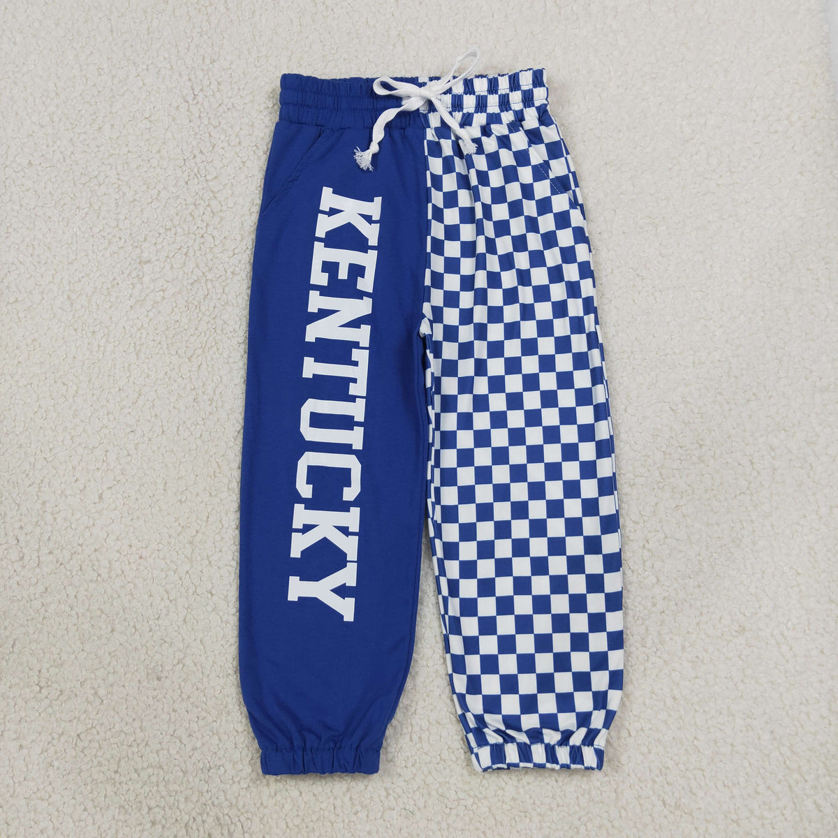 NEW RTS NO MOQ Vinyl P1059 Baby Boys Vinyl Kentucky Team Pockets Checked Joggers Bottom