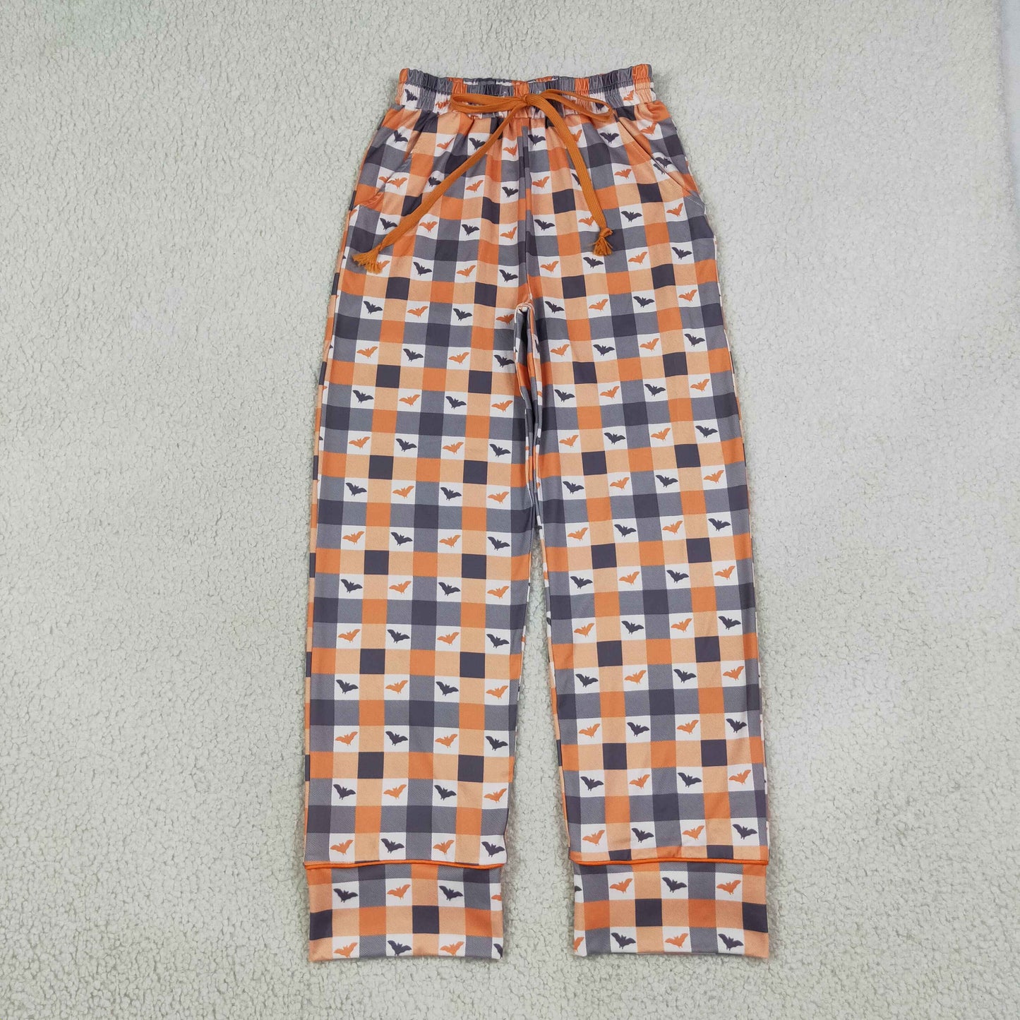 NEW RTS NO MOQ milk silk P1095 Adult Women Khaki Checked Bats Halloweens Pants Bottom