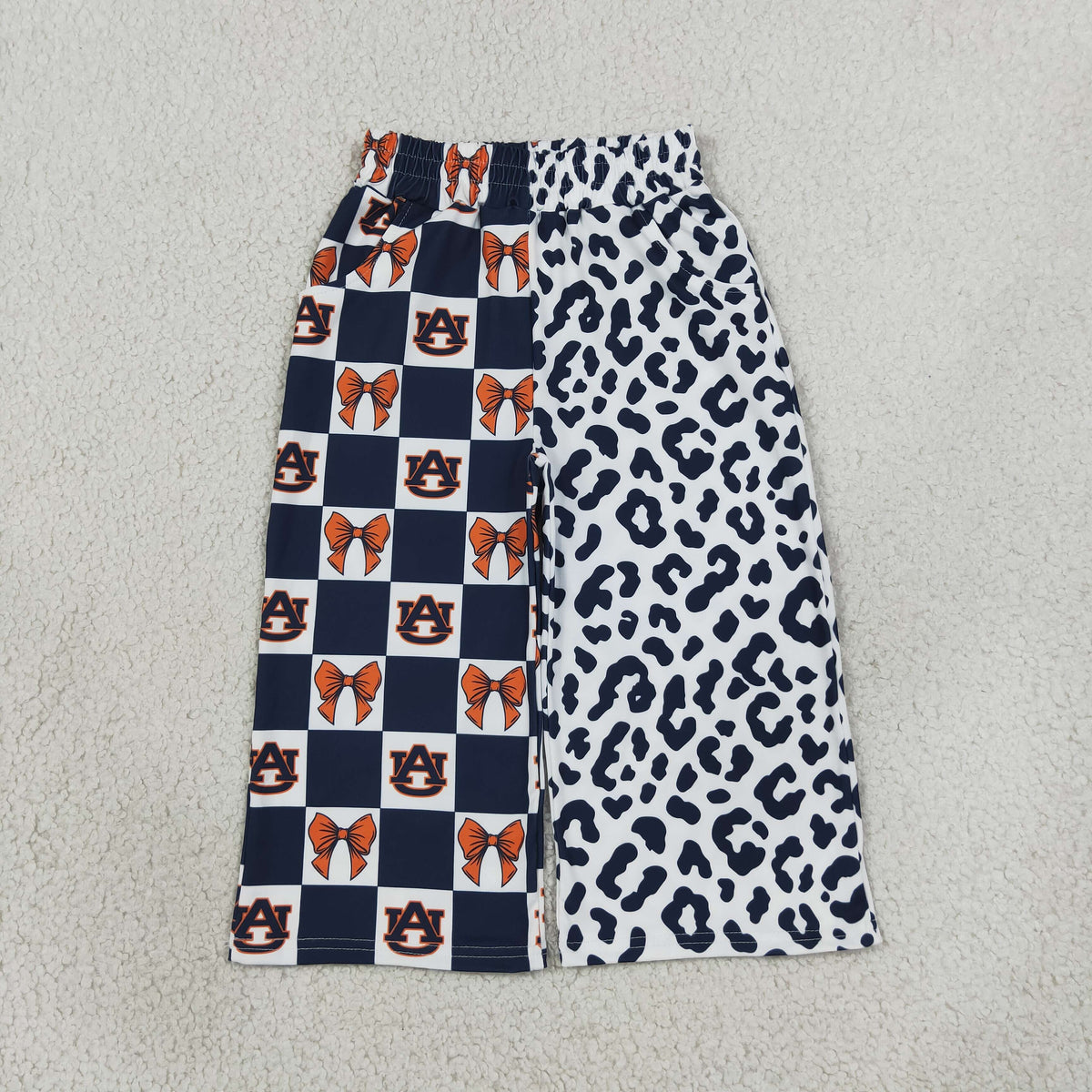 NEW RTS NO MOQ Yoga P1120 Baby Girls Bows Leopard Team Pockets Flare Pants Bottom