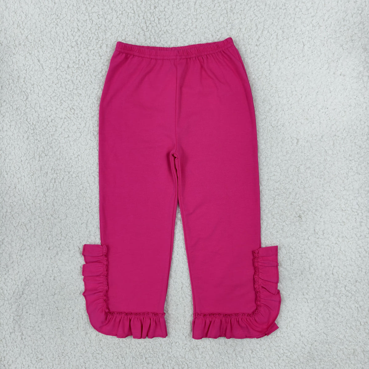 NEW RTS NO MOQ cotton P1161 Baby Girls Hot Pink Ruffle Flare Pants Bottom