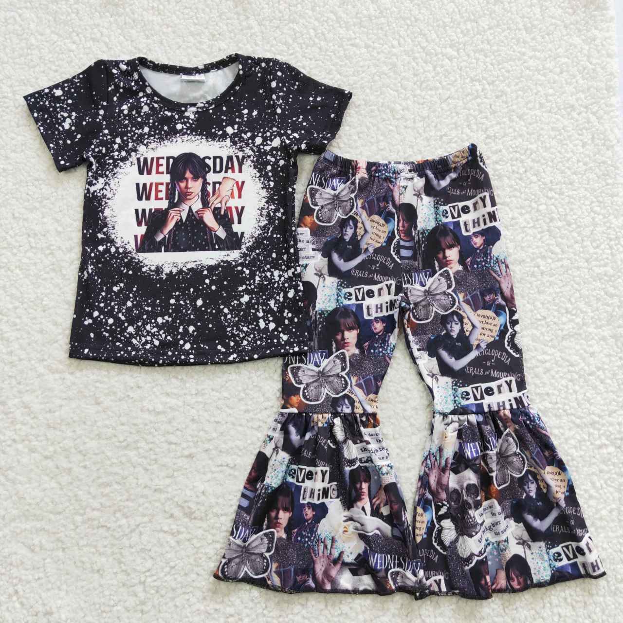5.12Wednesday girl top & bells set kids clothes