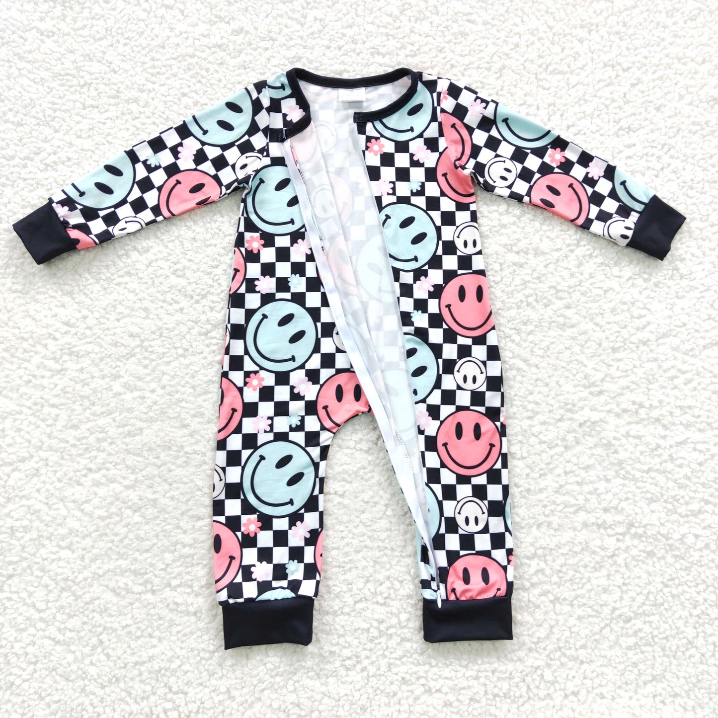 4.15zipper romper hippie smiley jumpsuit baby clothes