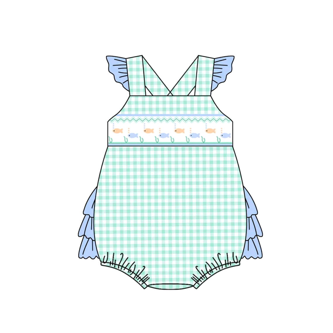 SR27450 Girls Blue Fish Toddler Clothes