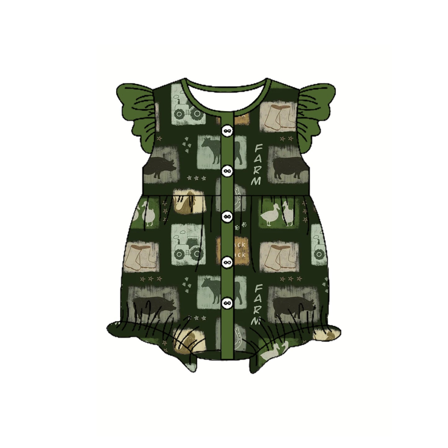 3.12SR2873 Girls Green Duck Toddler Clothes
