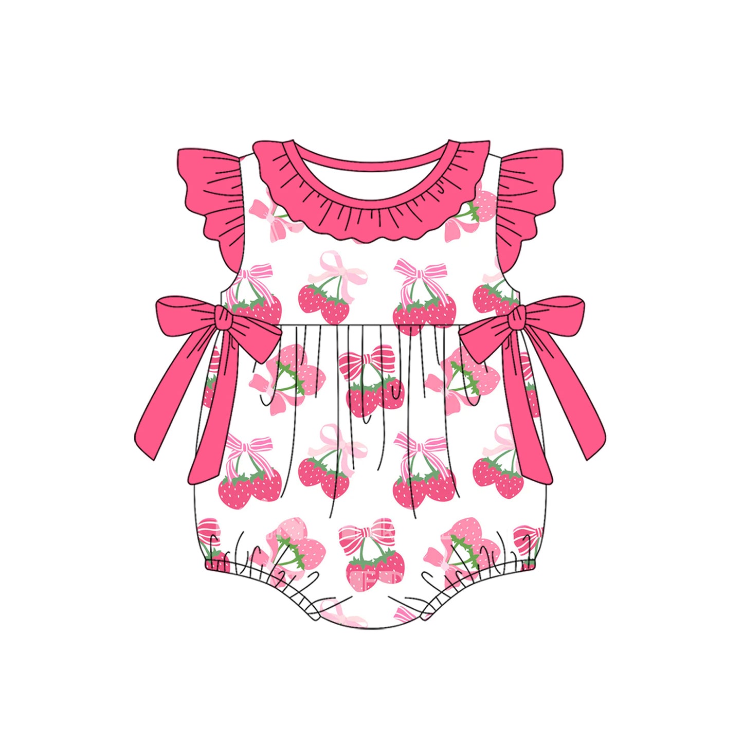 4.3SR3059 Strawberry Bow Toddler Clothes