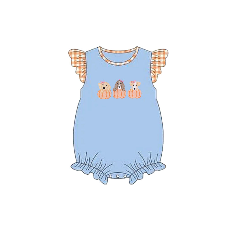 7.26 sr3191 Girls Pumpkin Blue Short Sleeve Toddler Clothes