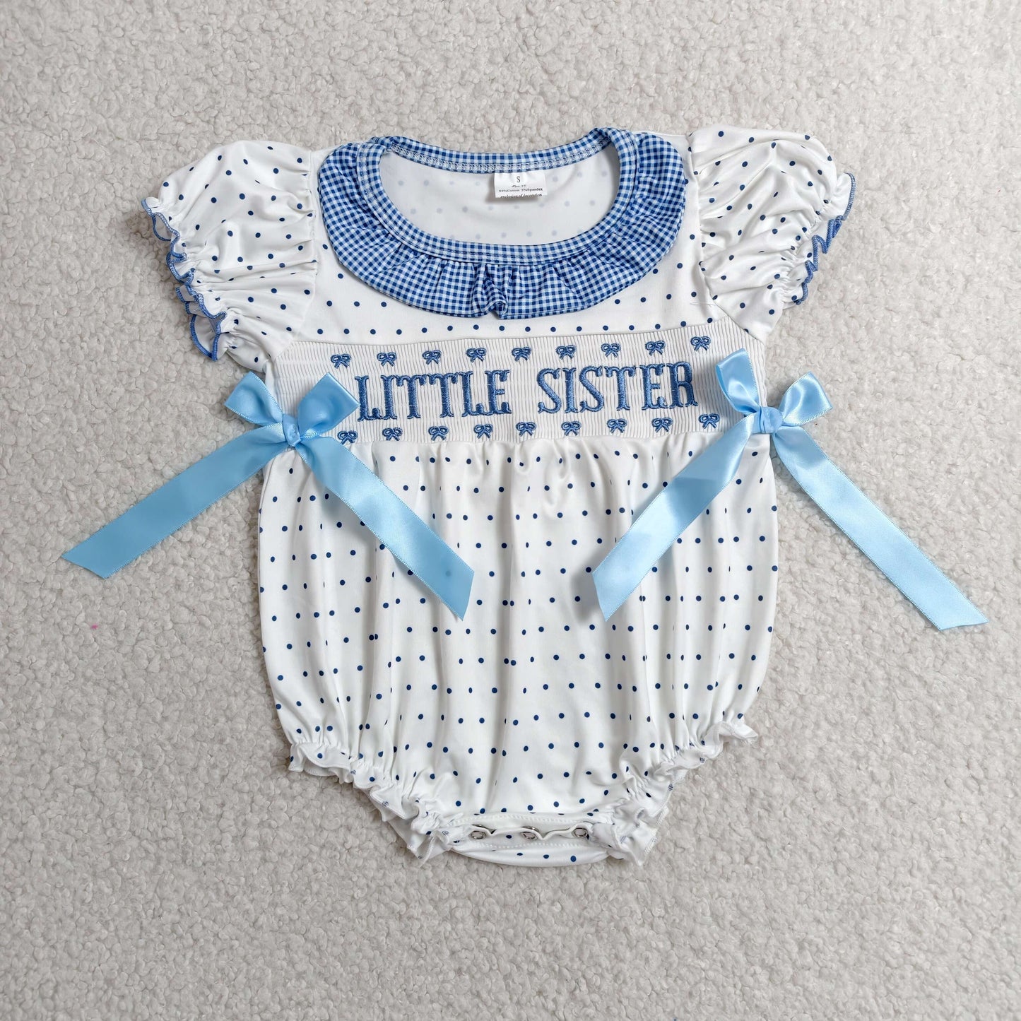 RTS NO MOQ milk silk SR3980 Smocked Big Brother Baby Boys Short Sleeve Polka Dots Rompers