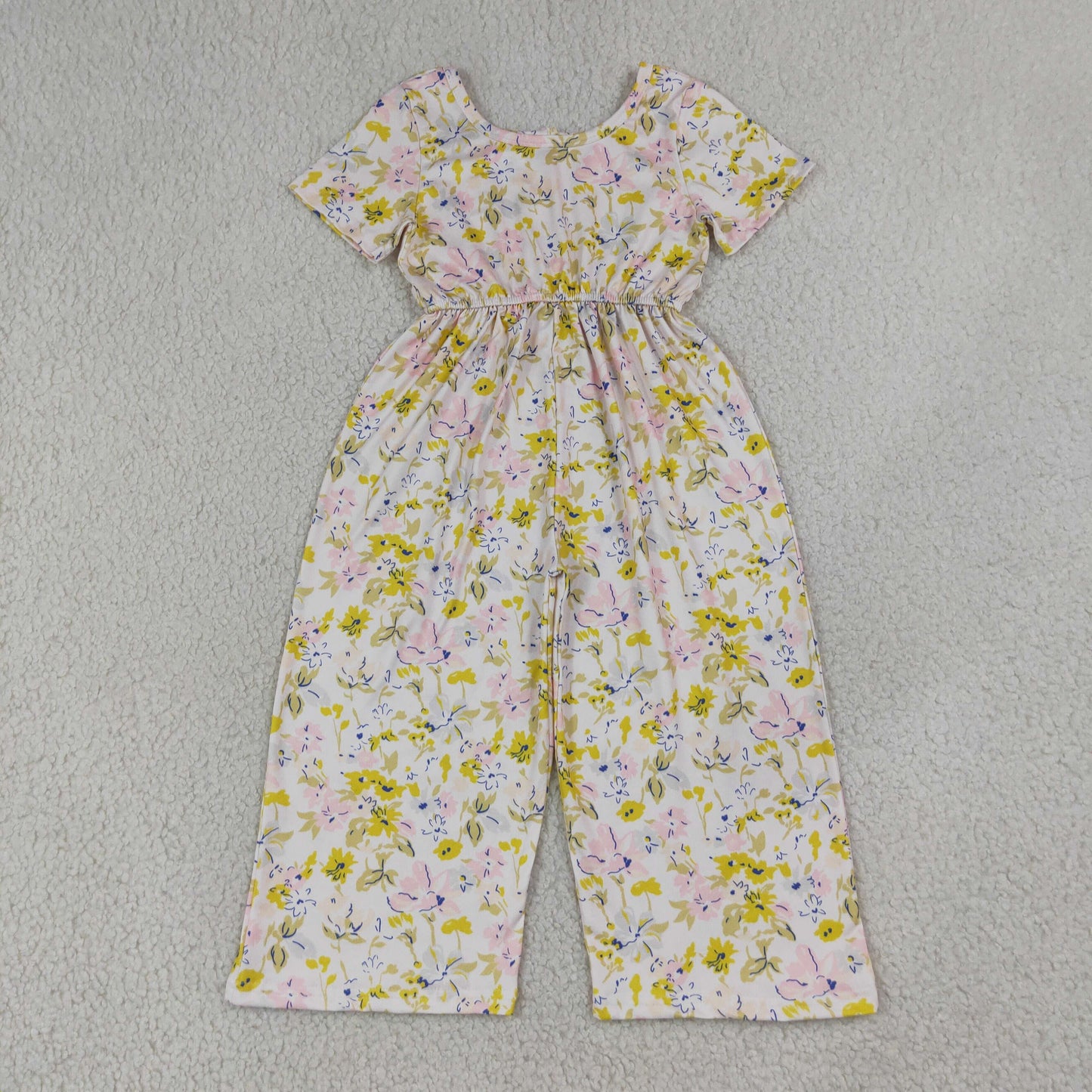 NEW RTS NO MOQ milk silk SR4196 Baby Girls Colorful Flower Short Sleeve Romper Jumpsuit Casual Outfit