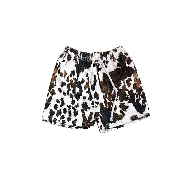 3.22SS0510Cow print western kids boys summer shorts