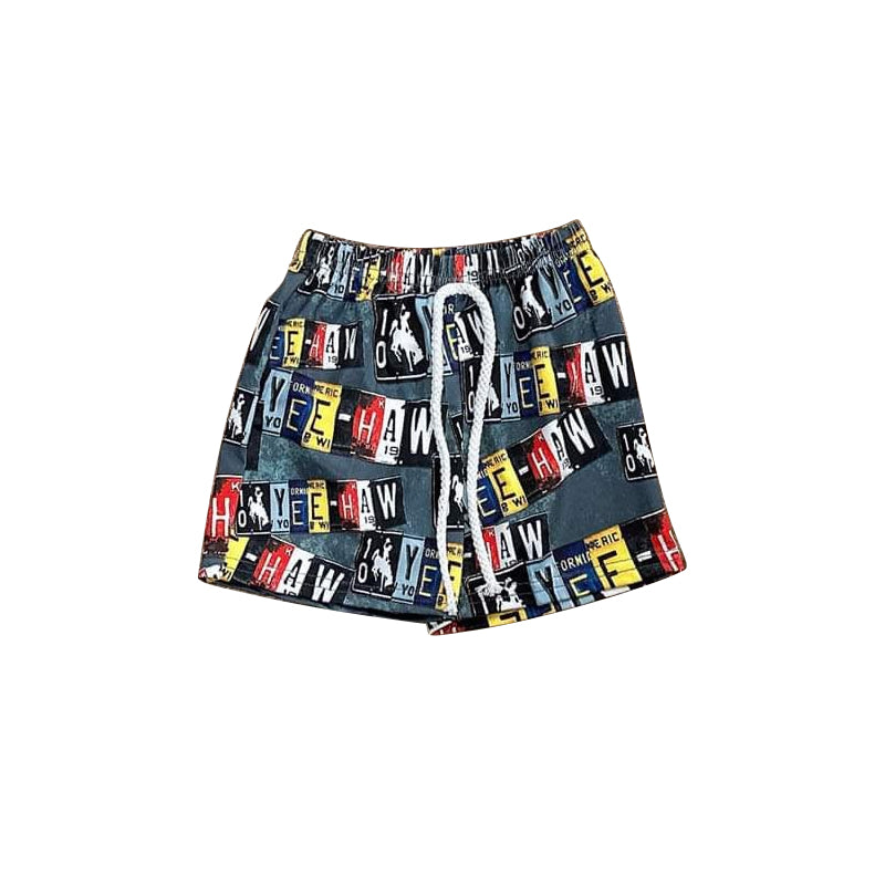 3.22SS0513Rodeo yeehaw western kids boys summer shorts