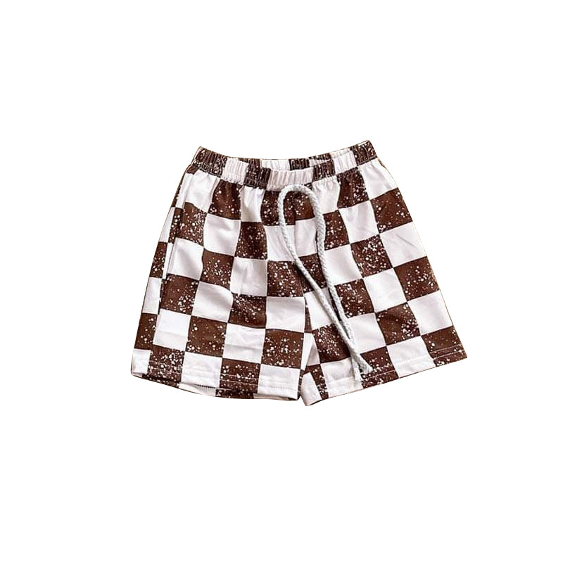 3.22SS0514Brown plaid kids boys summer shorts