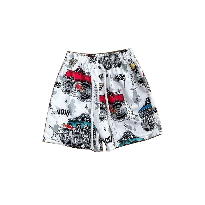 3.22SS0516Red blue trucks kids boys summer shorts
