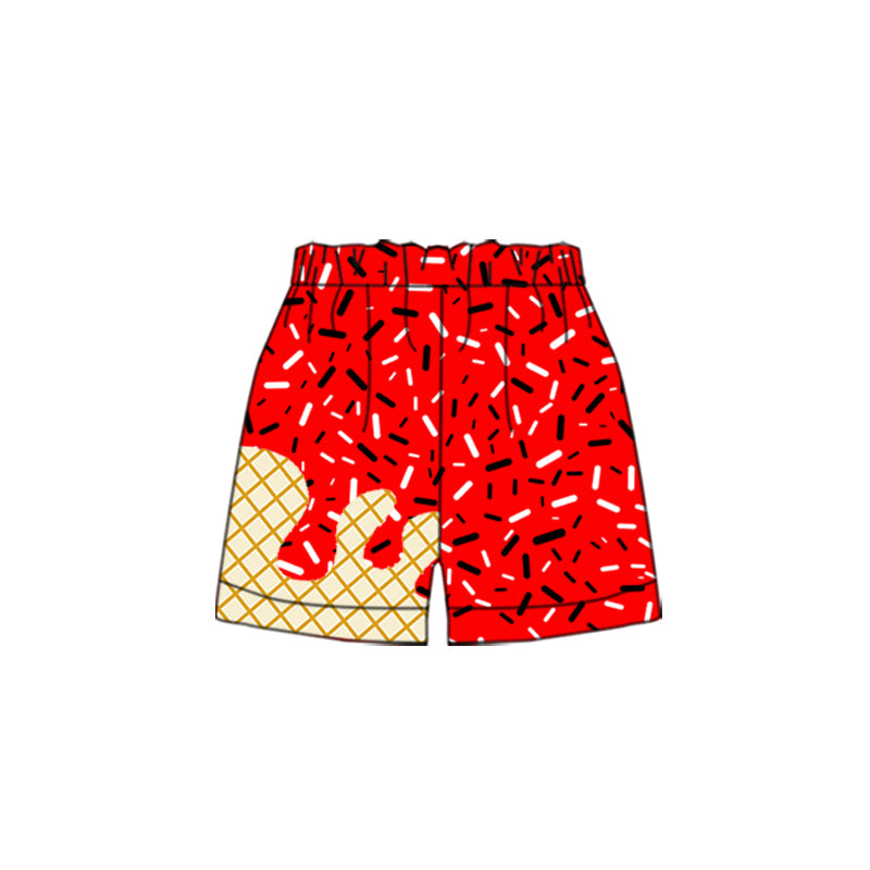 7.17SS0637 Red plaid elastic shorts