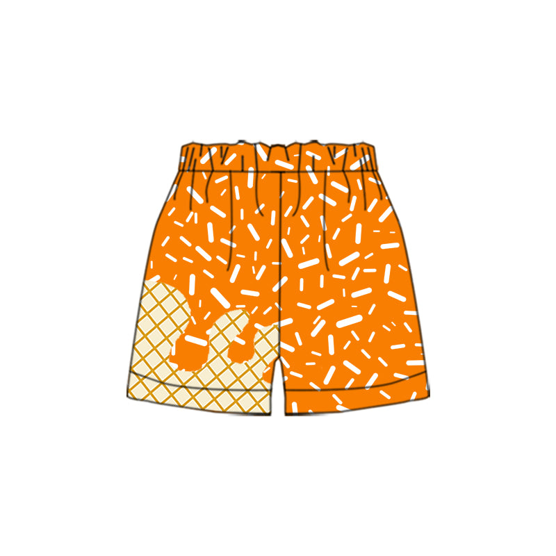 7.17SS0639 Orange plaid elastic shorts