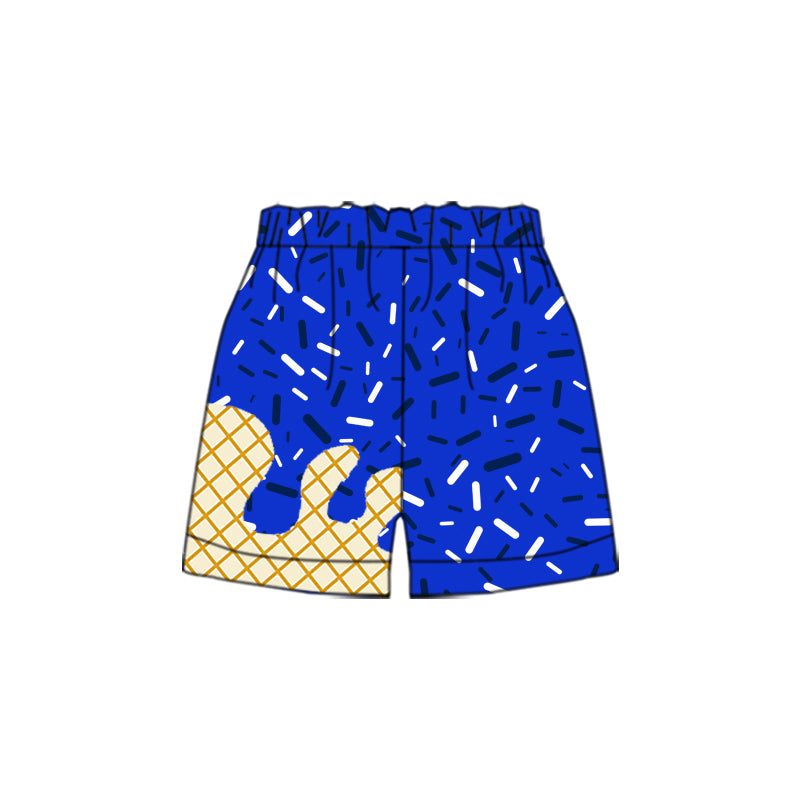 7.17SS0640 Blue plaid elastic shorts