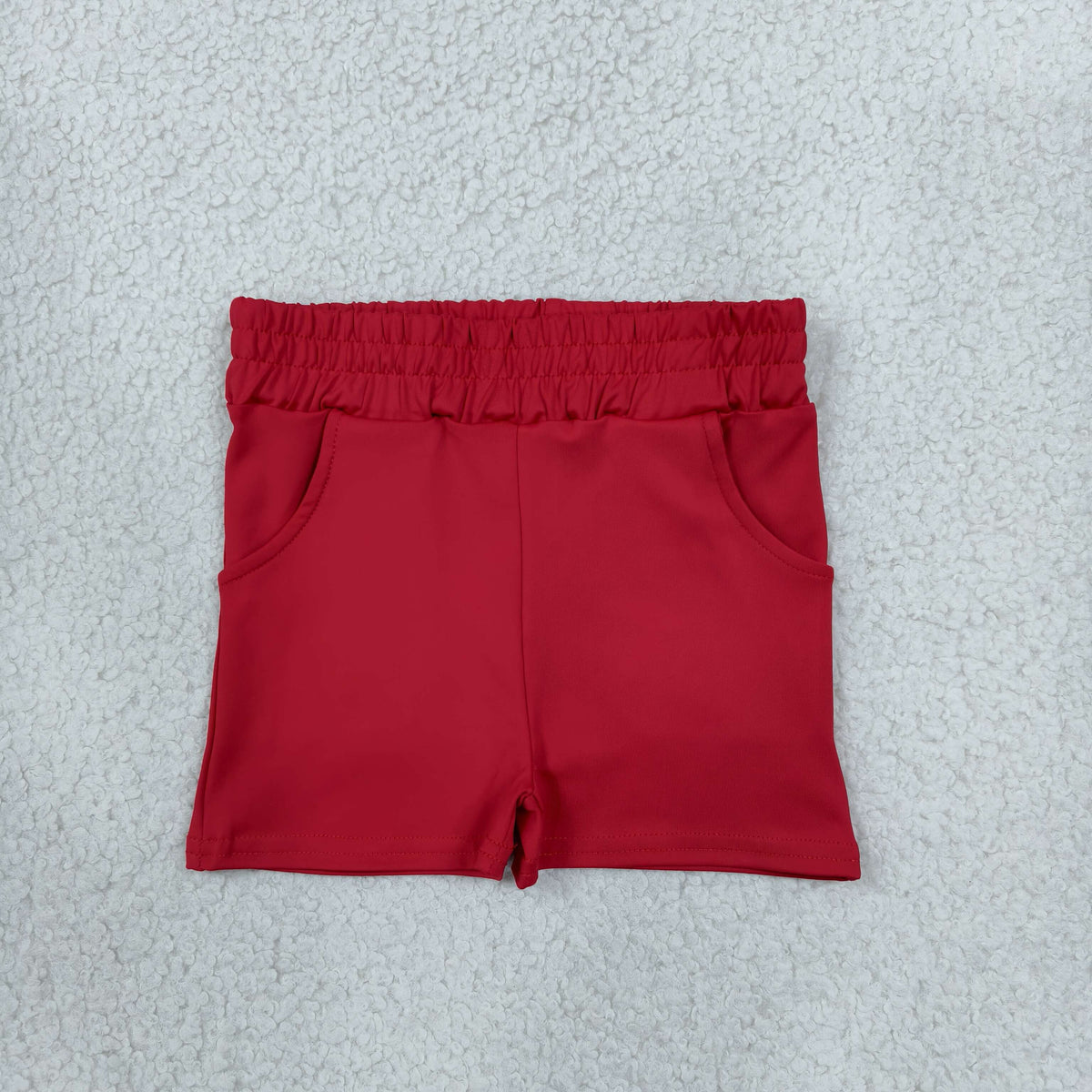 RTS NO MOQ yoga fabric SS0960 Baby Girls Red Yoga Active Pockets Short Bottoms
