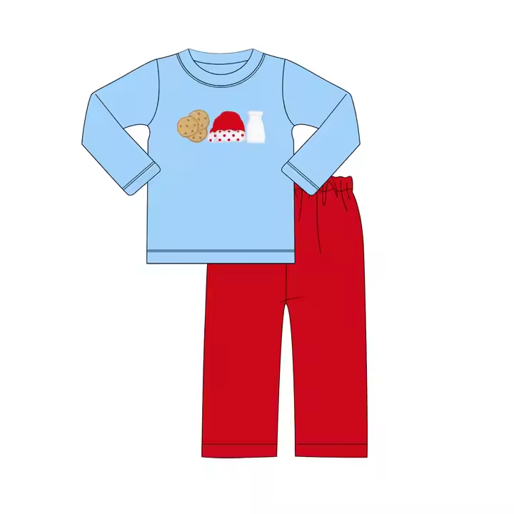 6.14 Santa Claus Cookies Boys Long Sleeves and Pants