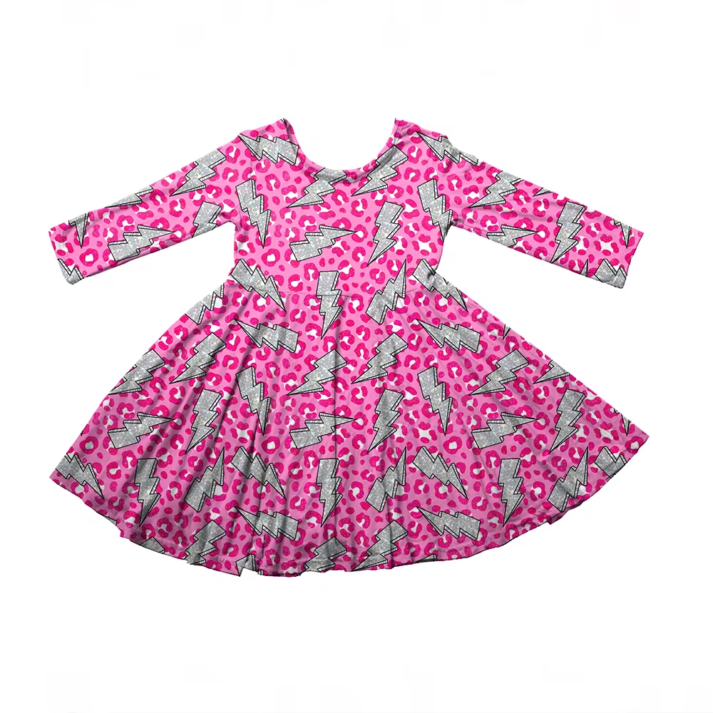 6.19 Lightning Leopard Print Long Sleeve Dress