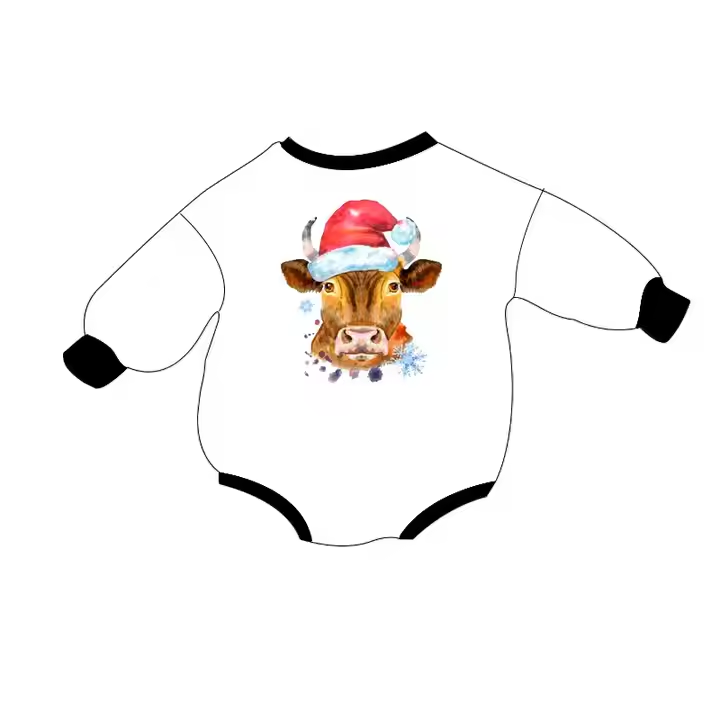 6.20 Cartoon Cow Christmas Long Sleeve Toddler Clothes