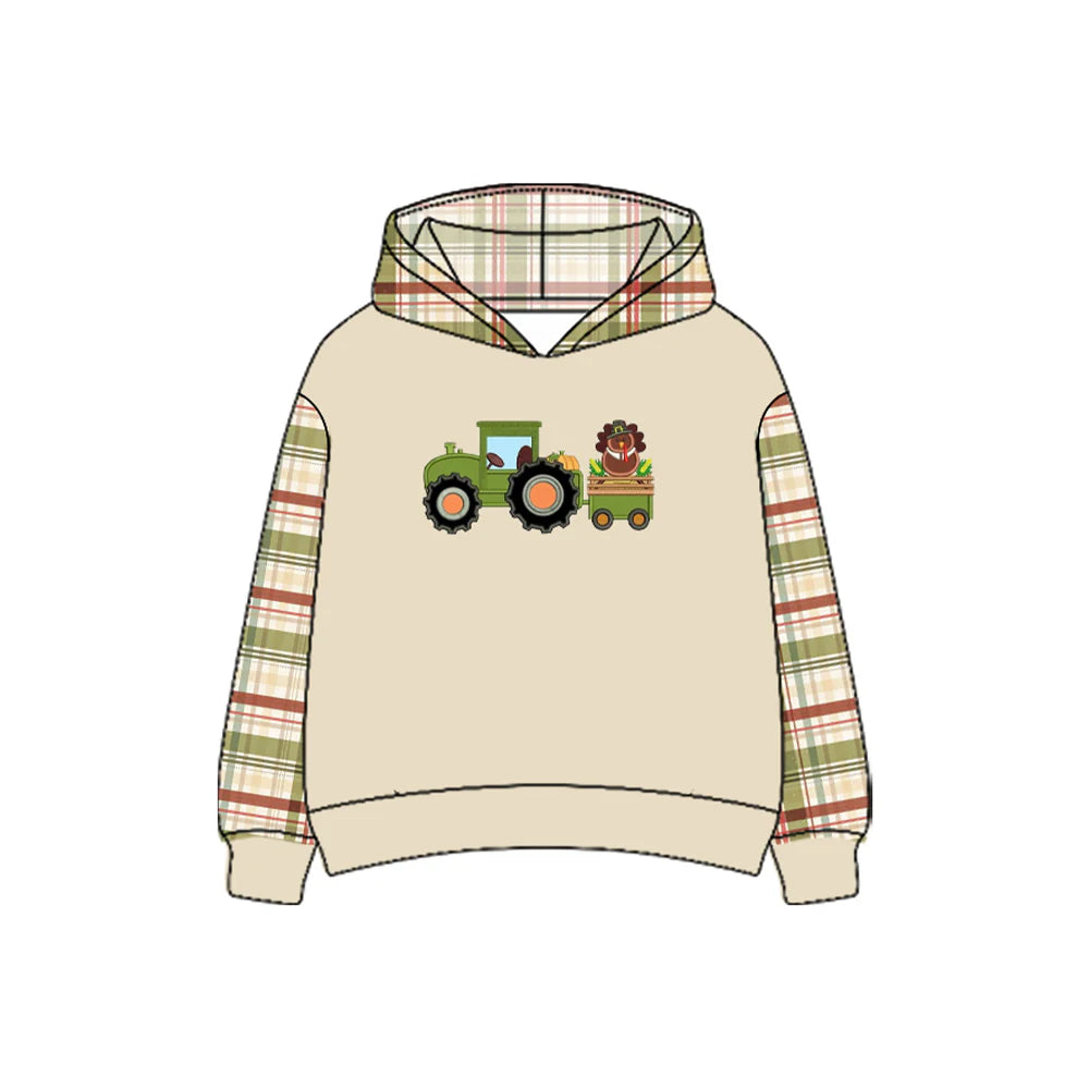 7.4Preorder(moq 5) Baby Boys Long Sleeves Truck Turkey Hoodies Top