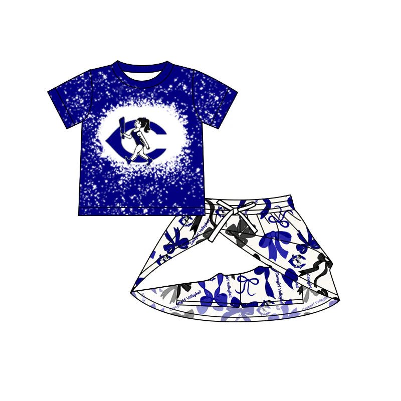 6.28Preorder (moq 5)Baby Girls Gavegirls Team Top Bows Plaid Skorts Team Set