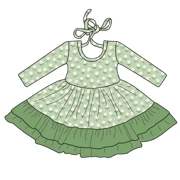6.17 Green long-sleeved dress