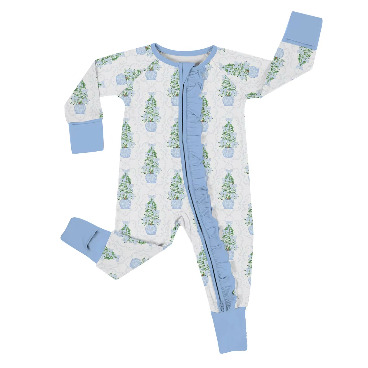 6.26 Christmas tree blue zipper toddler clothes