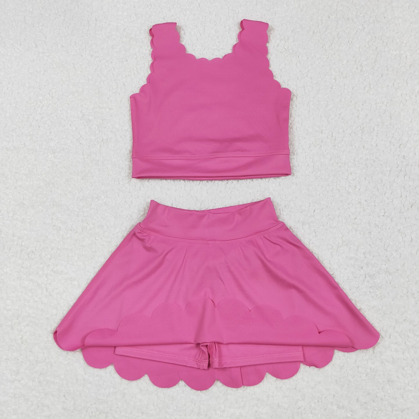 6.3 GSD2092 Pure pink vest skirt yoga set