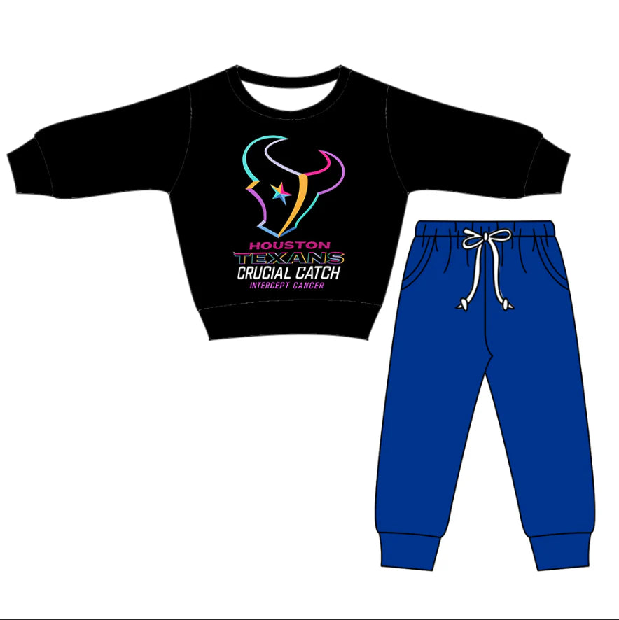 X1.12 Preorder(moq 5)Baby Boys Houston Texans Top Pockets Jogger Pants Team Clothes Sets