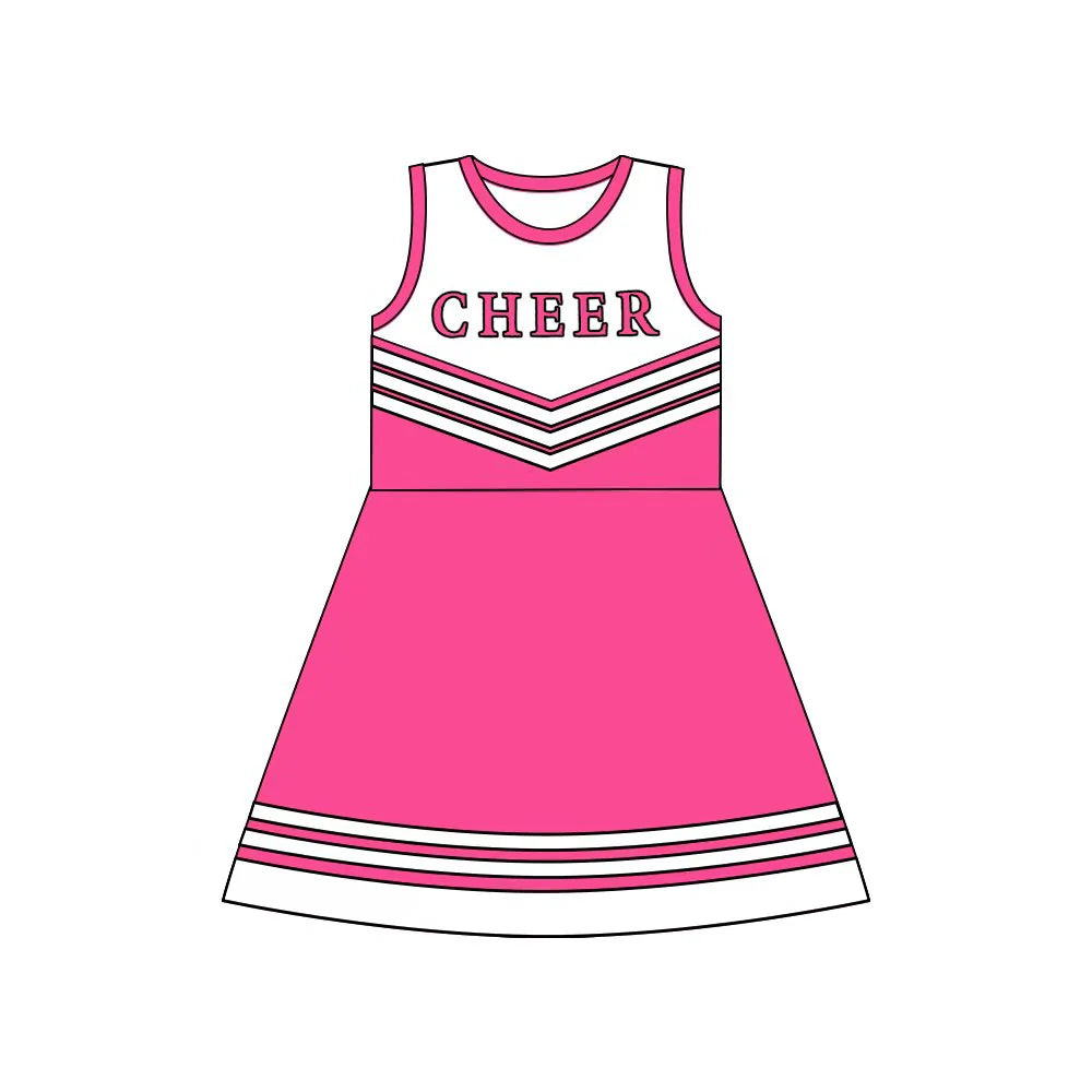 X8.14Baby Girls Hotpink Cheer Team Knee Length Dresses