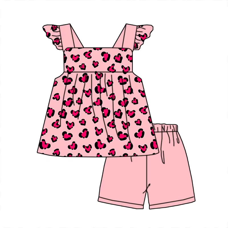 6.21 Short-sleeved pink leopard print suit