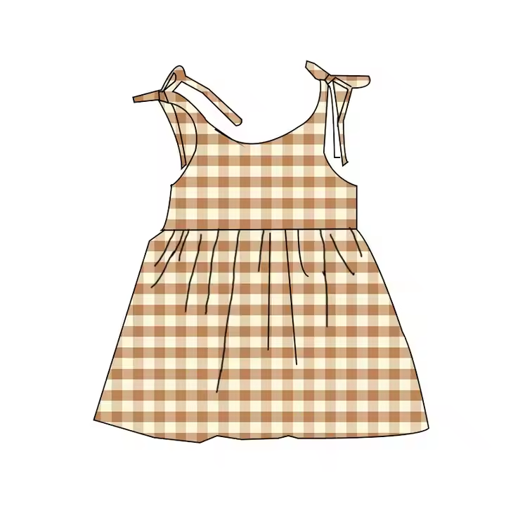 5.22 Yellow plaid suspender dress