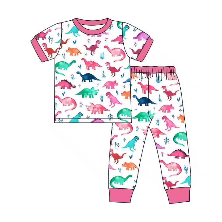 6.9 Colorful Boys Dinosaur Short Sleeve Long Pants Suit