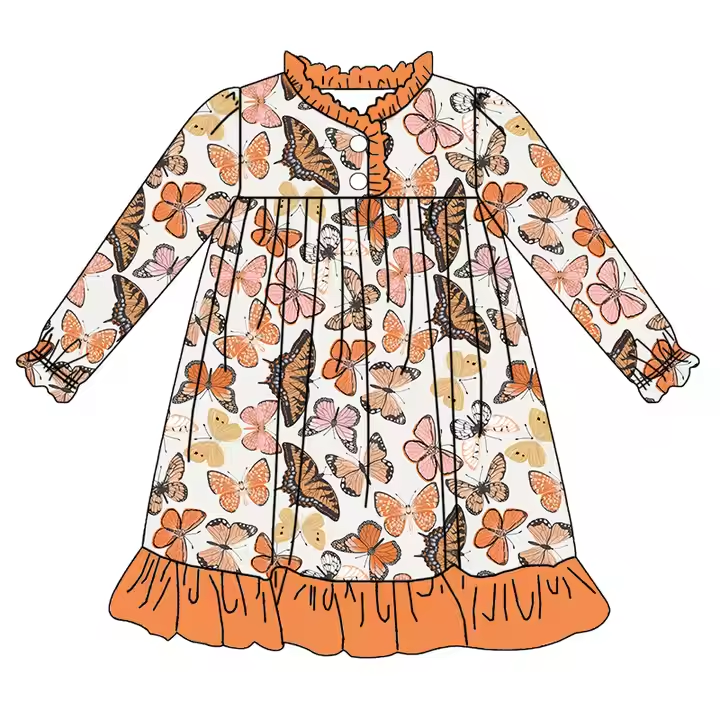6.17 Butterfly Button Long Sleeve Dress