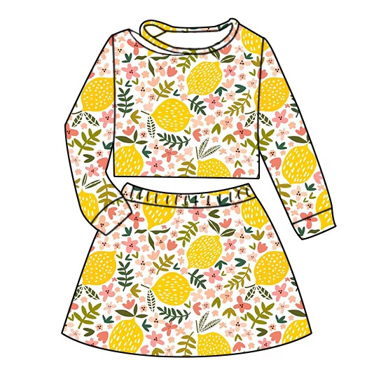 6.19 Lemon long-sleeved skirt and pants suit