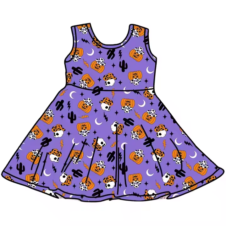 6.12 Halloween Pumpkin Cactus Dress