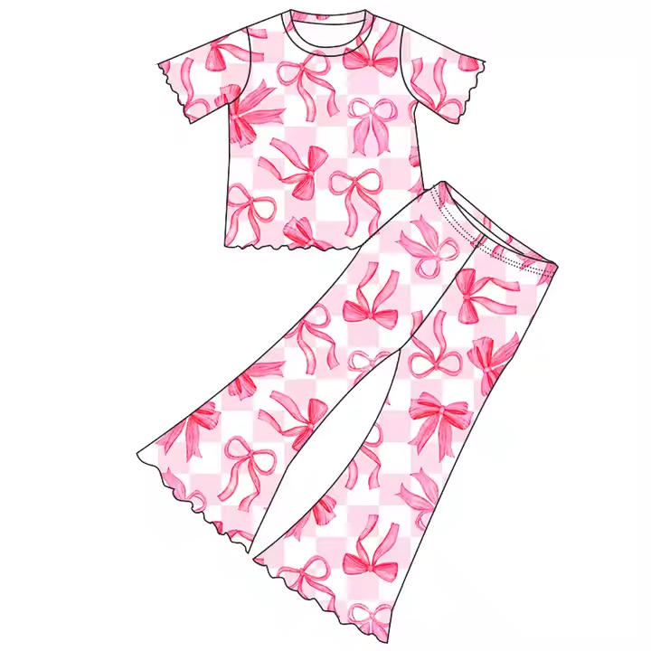 6.19 Pink Bow Short Sleeve Trousers Set
