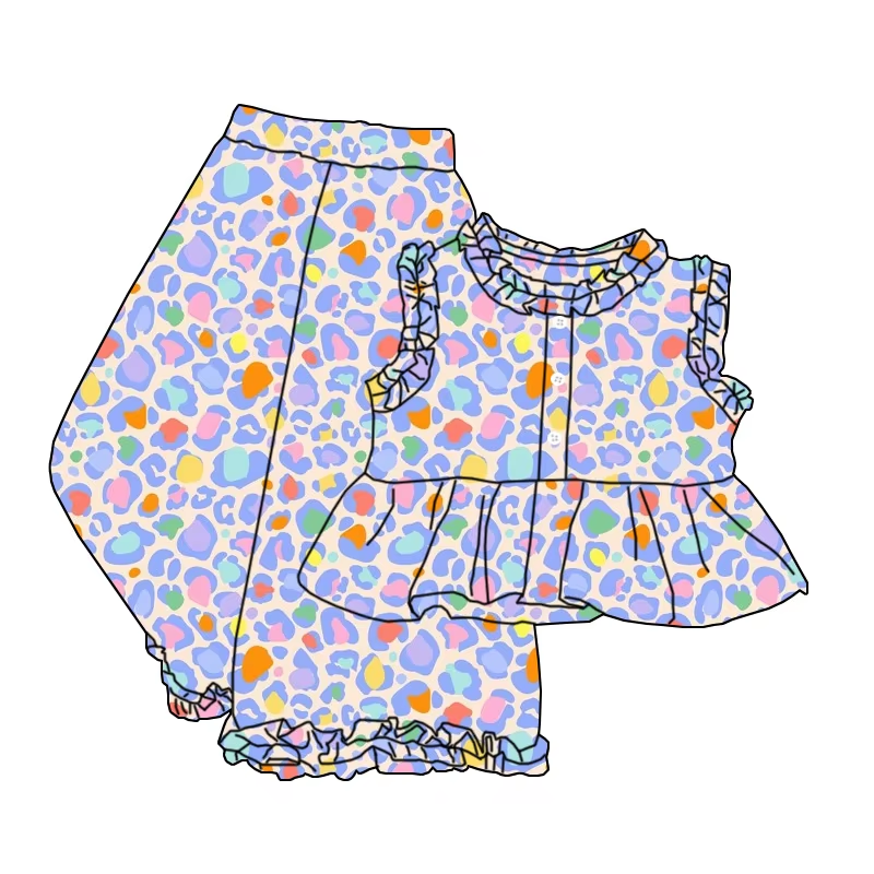 6.21 Purple Leopard Print Short Sleeve Pants Suit