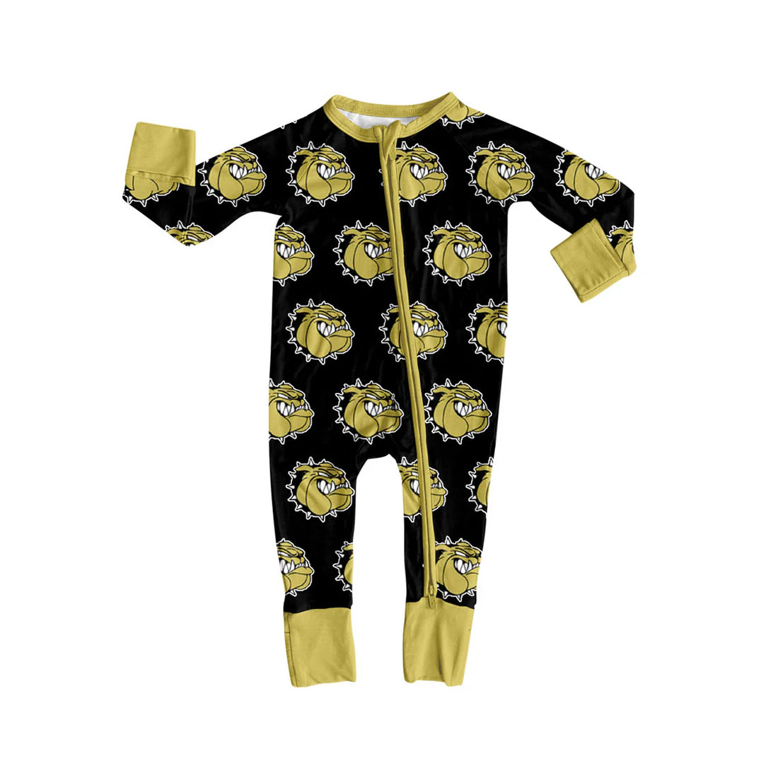 7.22Preorder(moq 5)Baby Infant Black Color Dog Team Zip Rompers