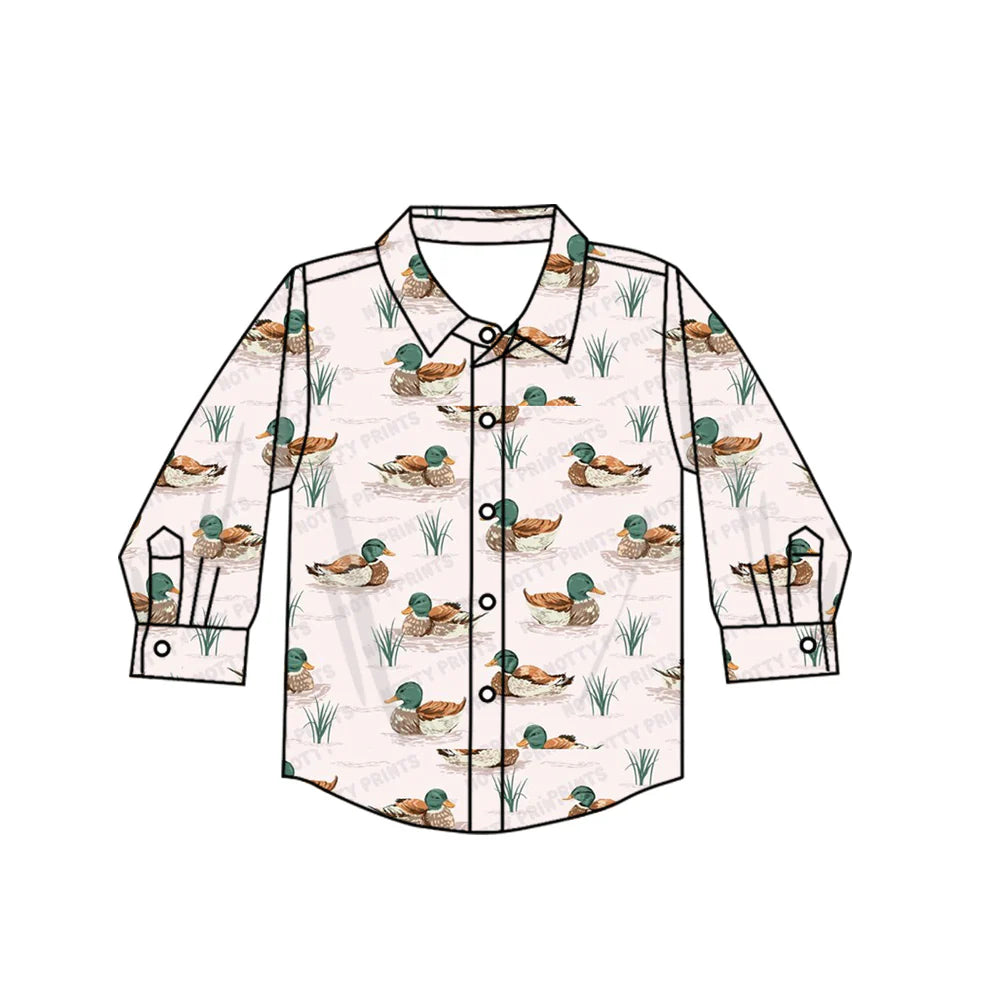 7.4Preorder(moq 5) Baby Boys Long Sleeves Ducks Plaid Button Shirts Top