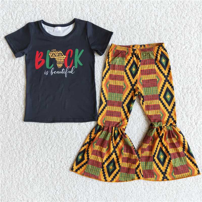 black history shirt bell pants girls sets kids clothes