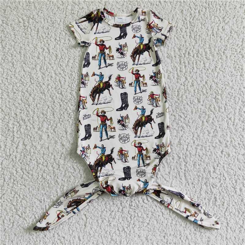 boots riding cowboy horse western newborn baby gown